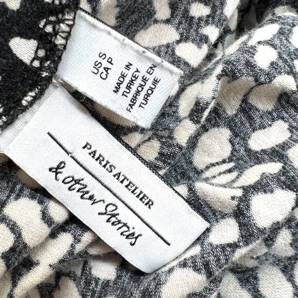 & Other Stories High Neck Long Sleeve Printed Shirt Black White Size Small - Picture 5 of 7